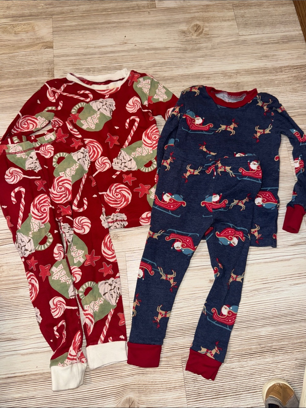 Kids Holiday Pajama Set - Red & Navy Christmas Prints